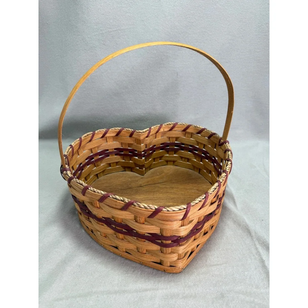 Amish Woven Heart Basket Signed John P. Hershberger Vintage Cottagecore Decor